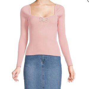 Pink Long Sleeve Ribbed Top